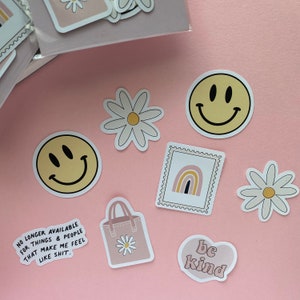Smiley Kind Sticker Smiley Face Waterproof Stickers, Be Kind Die Cut Sticker Pack, Trendy ...