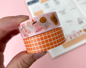 Bücherwürmer, gemütliches, ästhetisches Washi Tape | Grid Bullet Journaling Dekoratives Klebeband