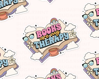 Books are My Therapy Waterproof Die Cut Sticker