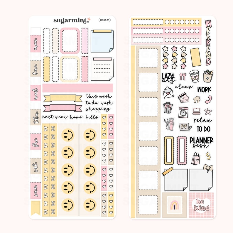 Smiley Face Be Kind Planner Sticker Kit, Hobonichi Weeks, Fun Stickers ...