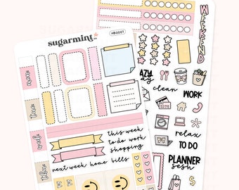 Smiley Be Kind Planer Aufkleber Kit, Hobonichi Wochen, lustige Aufkleber, Inspirationszitate, dekorativer Organizer
