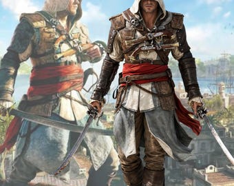 Assassinen-Kostüm aus Leder mit Kapuze, mittelalterliches Assassinen-Cosplay, Renaissance-Kriegerjacke, Spiel inspiriertes Kostüm, maßgeschneidertes Outfit