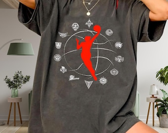 WNBA Inspired Teams T-Shirt, Women’s Basketball Graphic Tee, Comfort Colors 1717 Vintage Sports Shirt, Basketball Fan Unisex Tee