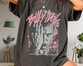 Billy Idol Inspired Pink Scratch 2025 Tour Shirt, Comfort Colors 1717 Vintage Tee, Retro Rock Graphic T-Shirt, Unisex Oversized Concert Tee