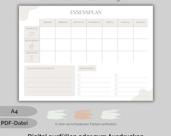 Weekly Meal Planner PDF A4 | Printable Meal Planner | Digital Download | Meal Plan Template | OneNote Compatible | Printer-Friendly