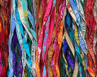 Bundle of 15 Silk Bracelet Ribbons, Silk jewellery ribbon, W319