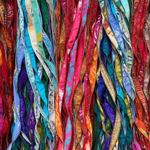 Bundle of 15 Silk Bracelet Ribbons, Silk jewellery ribbon, W319