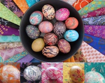 Easter Hunt, Easter egg dyeing silk, Egg decorating, silk pieces, Easter egg dyeing