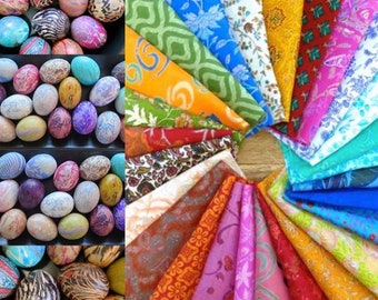 25 pieces of silk remnants, silk sari fabric squares