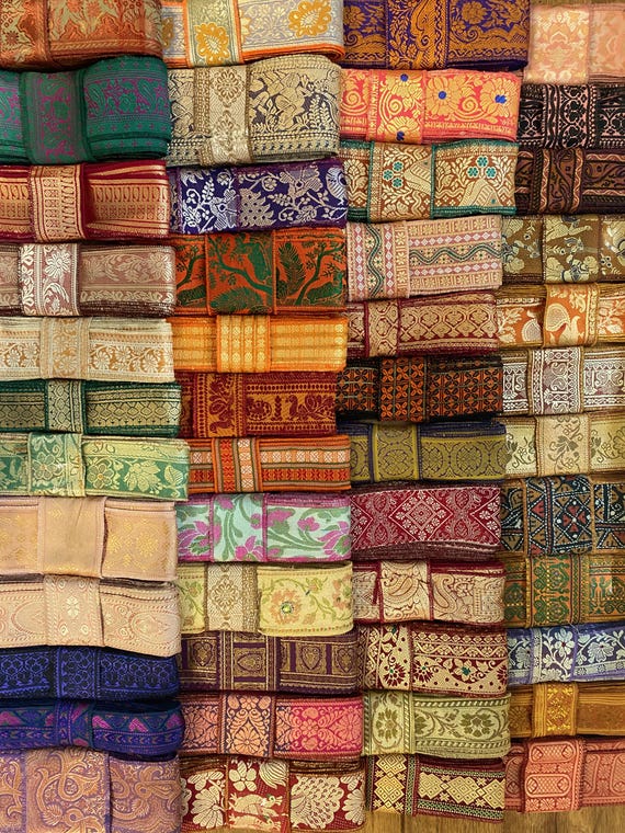 15 Yards Mixed Silk Sari Borders, Sari Trim, SR64 - Etsy Hong Kong