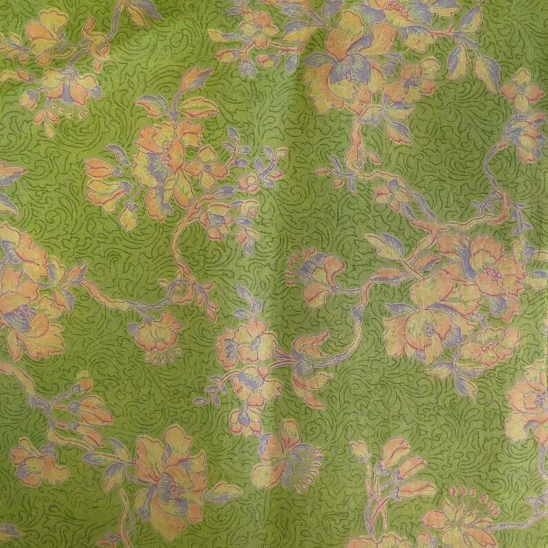Green Fat quarters Recycled Silk Fabric Silk Squares F165