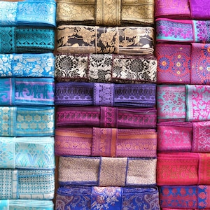 15 Yards Mixed Silk Sari Borders, Sari Trim, SR64 image 2