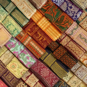 15 Yards Mixed Silk Sari Borders, Sari Trim, SR64