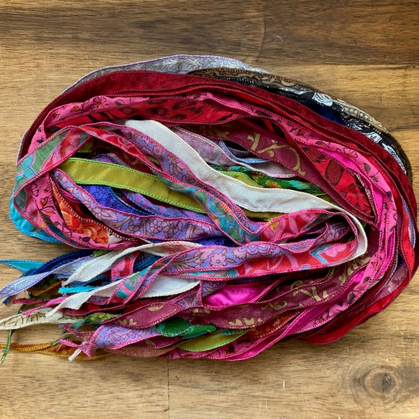 SALE, 50 Silk Jewelry Ribbons, Bracelet Ribbons