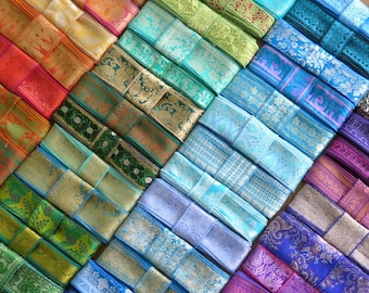 15 Yards Mixed Silk Sari Borders, Sari Trim, SR64