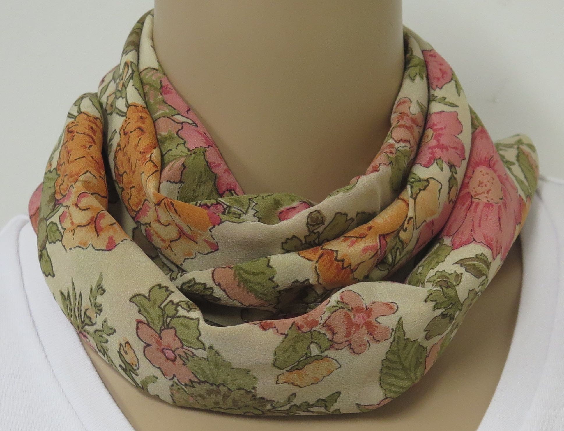 Floral Scarf Silk Scarf Silk Fabric Etsy