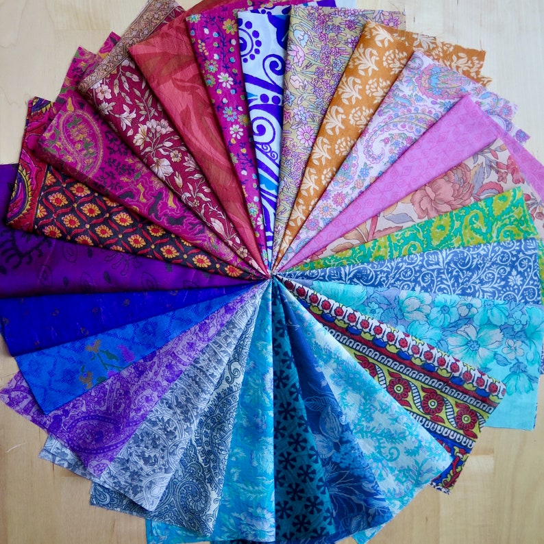 75 pieces of Silk remnants silk fabric scraps Vintage Etsy