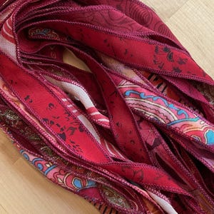10 Red Jewelry ribbons, Silk Ribbons, Bracelet ribbon, S17