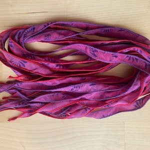 4 Jewelry Ribbons, Bracelet Ribbon, Silk Ribbons, Purple Pink Ribbons, W29 image 7