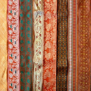 10 Yards Vintage Ribbon, Recycled silk Ribbon, Silk Trim,  SR3