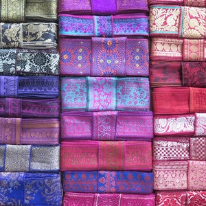 15 Yards Mixed Silk Sari Borders, Sari Trim, SR64 image 6