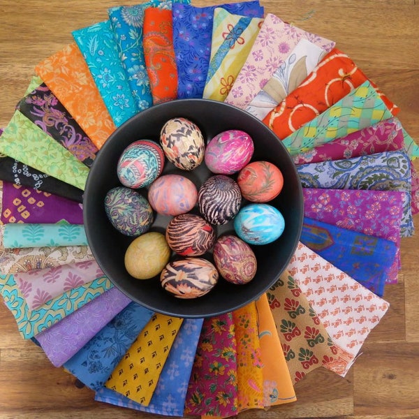 25 silk pieces for Egg Dyeing, Craft Silk Pieces, Egg dye set