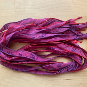 4 Jewelry Ribbons, Bracelet Ribbon, Silk Ribbons, Purple Pink Ribbons, W29 image 6