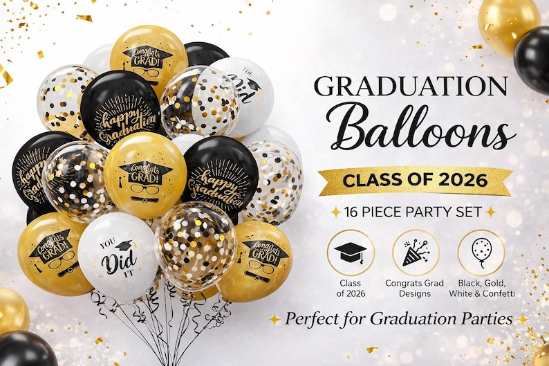 Class of 2026 Balloons, Graduation Party Balloon Set, Congrats Grad ...