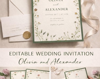 Editable Wedding Invitation Template | Canva Wedding Invite | Digital Wedding Invitation | Instant Download