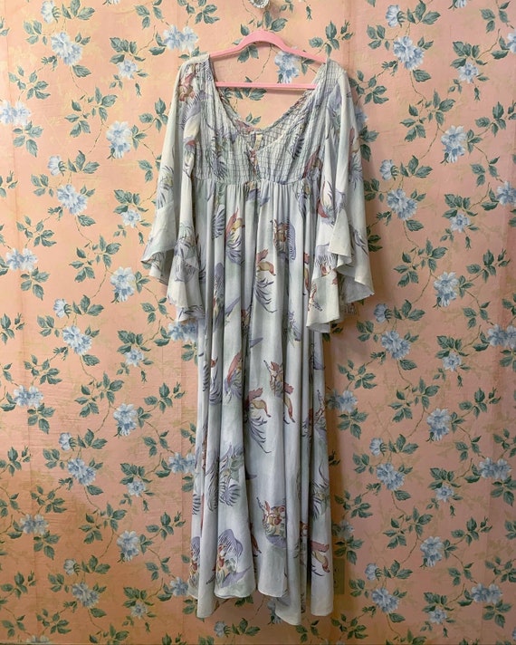 1970’s cotton angel sleeve maxi hippie dress Size