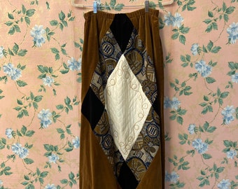 1970’s Patchwork Velvet Festival Hippie Skirt