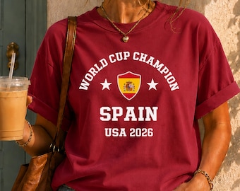 Comfort Colors Spain World Cup Champion 2026 Shirt, La Roja Soccer Fan Tee, USA 2026 Vintage España Football Gift, Spanish Team Graphic Tees