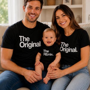 The Original And Remix Daddy Baby Tshirt Set, New Dad Clothing Gifts, Matching Family Outfits, Cute Infant Bodysuit, Fatherhood Apparel Tops image 2