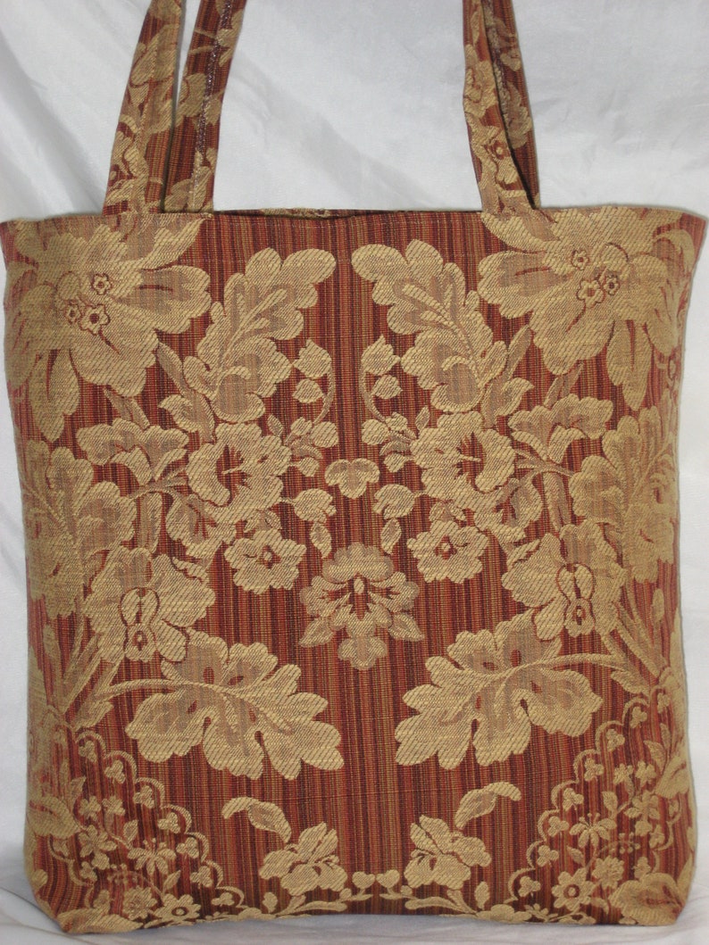 Shopping Tote~Market Bag~Grocery Tote~Aldi Grocery Bags~Earth /& Environmentally Friendly~Recycled~Eco Chic~Custom Made~Damask~Sumatra~Red