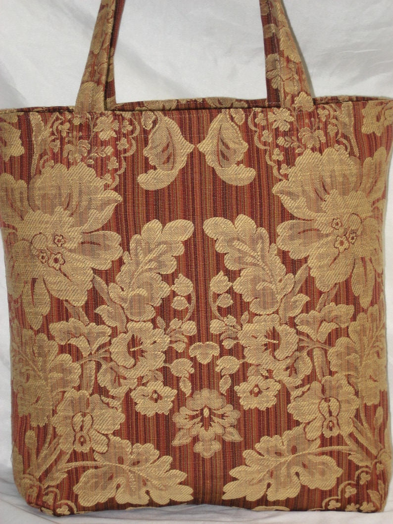 Shopping Tote~Market Bag~Grocery Tote~Aldi Grocery Bags~Earth /& Environmentally Friendly~Recycled~Eco Chic~Custom Made~Damask~Sumatra~Red