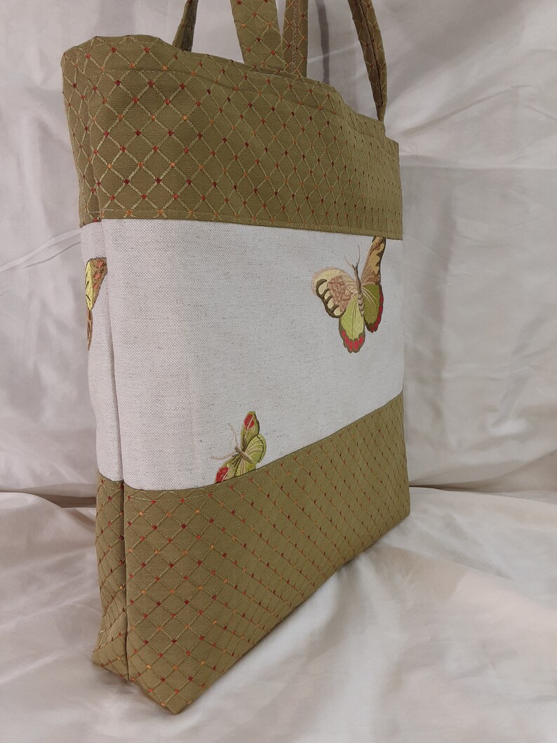 Shopping Tote~Market Bag~Grocery Tote~Aldi Grocery Bag~Earth /& Environmentally Friendly~Recycle~Eco Chic~Insert~Embroidered Butterfly~Green