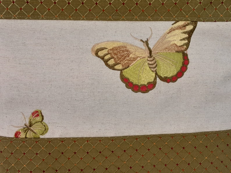 Shopping Tote~Market Bag~Grocery Tote~Aldi Grocery Bag~Earth /& Environmentally Friendly~Recycle~Eco Chic~Insert~Embroidered Butterfly~Green