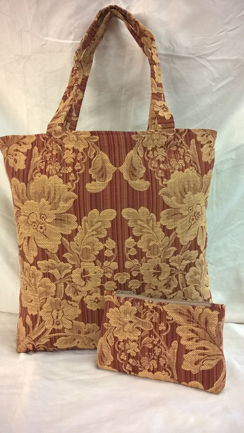 Shopping Tote~Market Bag~Grocery Tote~Aldi Grocery Bags~Earth /& Environmentally Friendly~Recycled~Eco Chic~Custom Made~Damask~Sumatra~Red