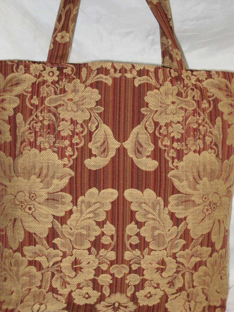 Shopping Tote~Market Bag~Grocery Tote~Aldi Grocery Bags~Earth /& Environmentally Friendly~Recycled~Eco Chic~Custom Made~Damask~Sumatra~Red