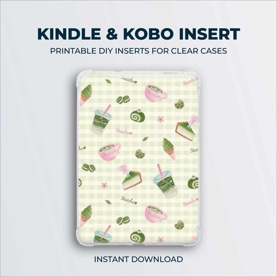Matcha Lover Green Kindle & Kobo Printable Insert | Hand Drawn ...