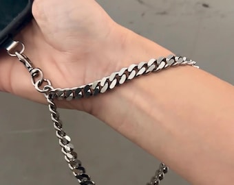 Phone Wrist Strap made from Stainless Steel | Gunmetal Cuban Chain | Phone Charm
