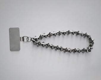 Spiked Stainless Steel Phone Charm | Punk Y2K Keychain | Grunge Accessory