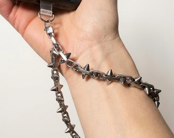 Spiked Wristlet for Phone I Stainless Steel Phone Accessory