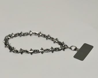 Spiked Phone Charm Chain | Punk Goth | Stainless Steel Phone Lanyard Keychain