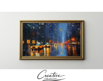 Manhattan Street Scene Frame TV Art, Yellow Taxi Cab Cityscape (Digital Download) 71