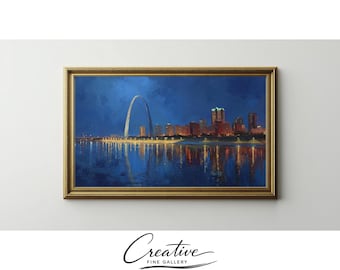St. Louis Gateway Arch Frame TV Art, Cityscape Night Moody (Digital Download) 83
