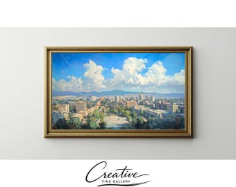Addis Ababa Cityscape Painting, Impressionistic Urban Wall Decor, Meskel Square Art (Digital Download)