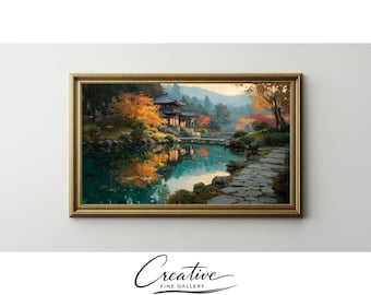 Samsung Frame TV Art, Japanese Garden Temple Landscape Autumn (Digital Download) 170