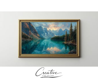 Mountain Lake Samsung Frame TV Art, Vintage Landscape Painting (Digital Download) 173