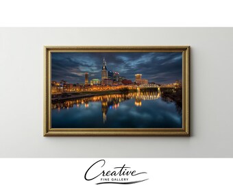 Nashville Skyline Frame TV Art, Urban Night Cityscape (Digital Download) 74